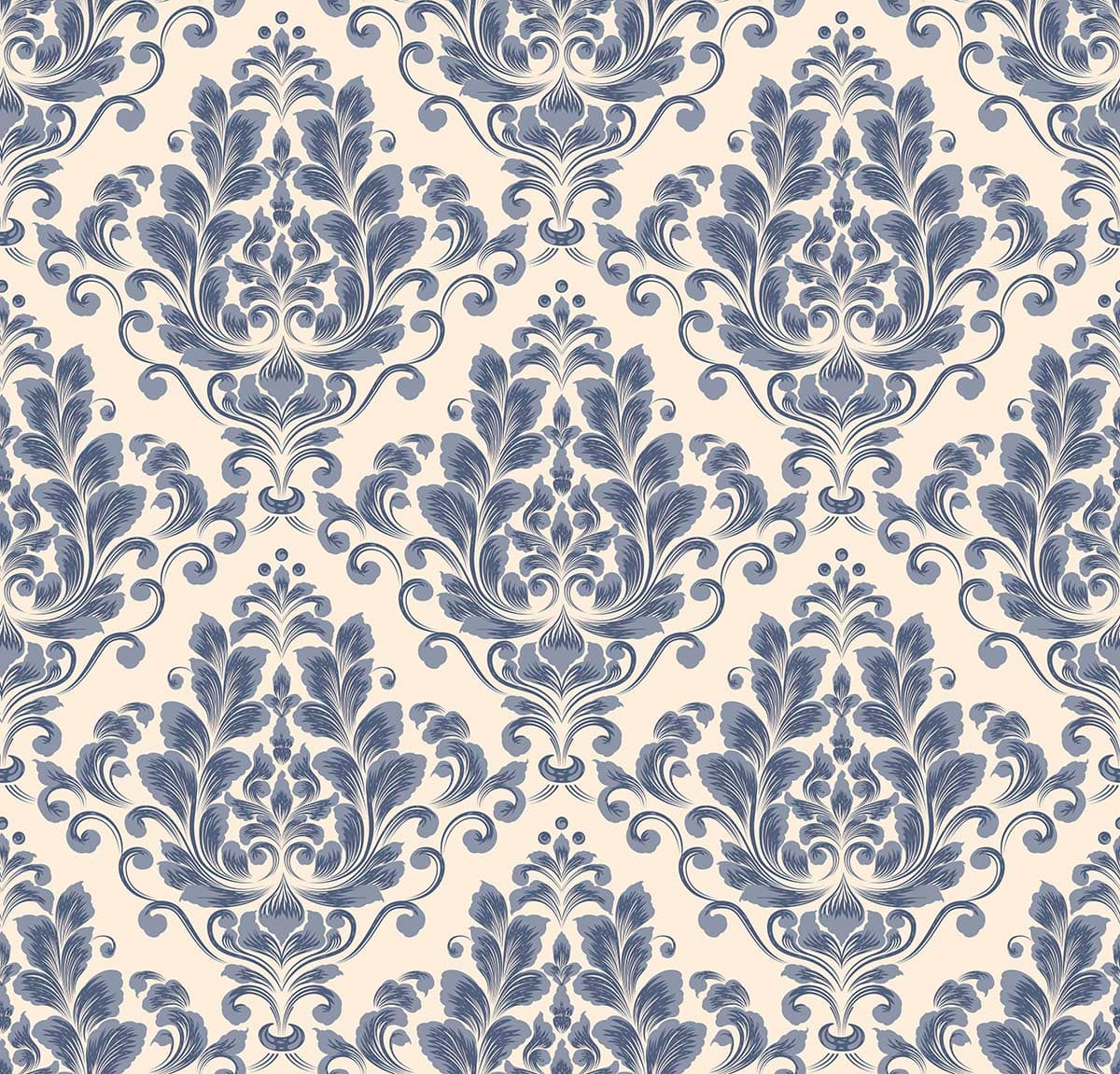 Blue and White Floral Wallpaper for Drawing Room pattern detail
