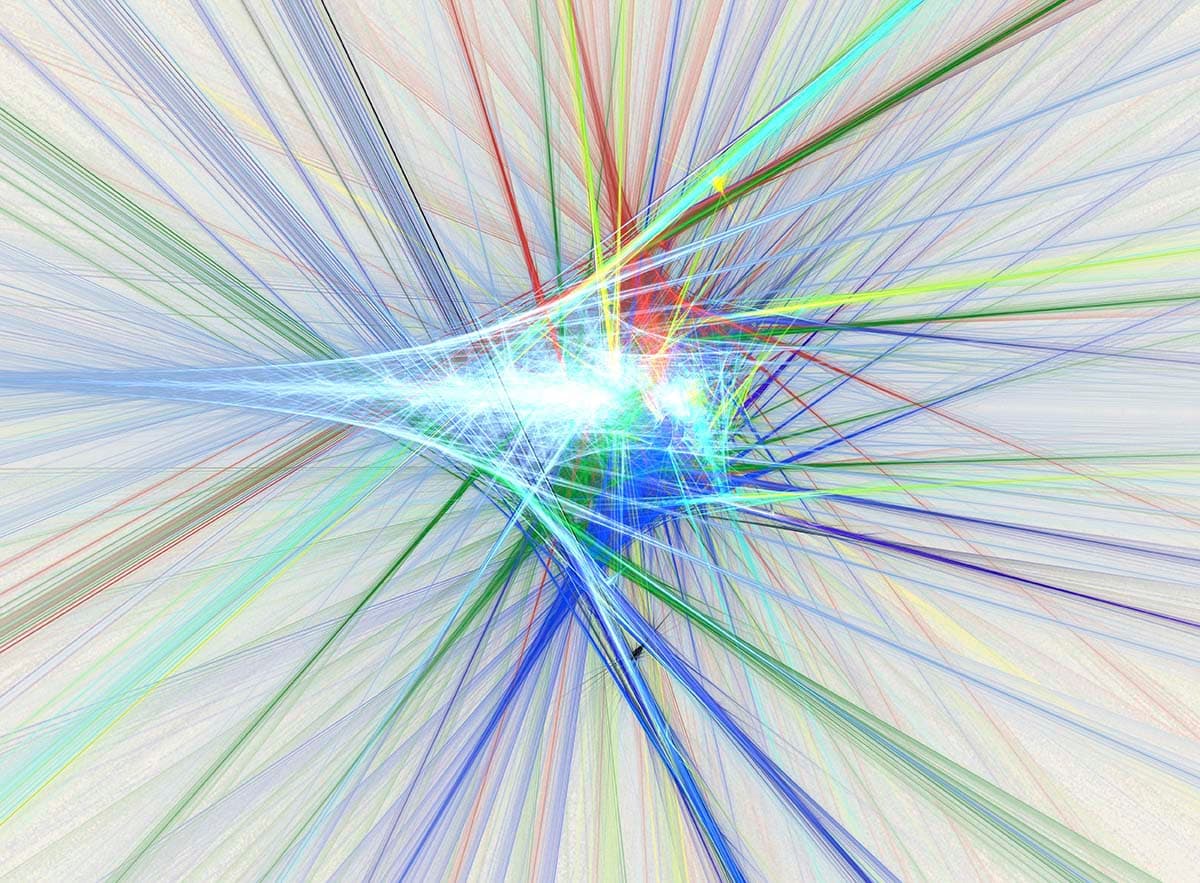 A colorful lines and a light pattern detail