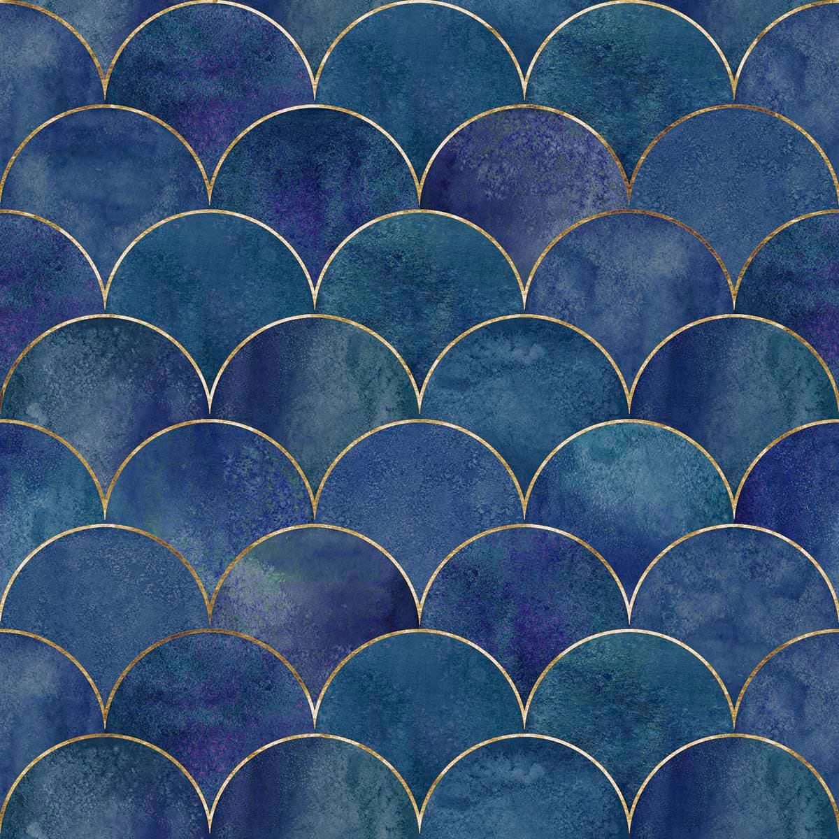 Fish Scale Pattern Blue Wallpaper for Drawing Room pattern detail