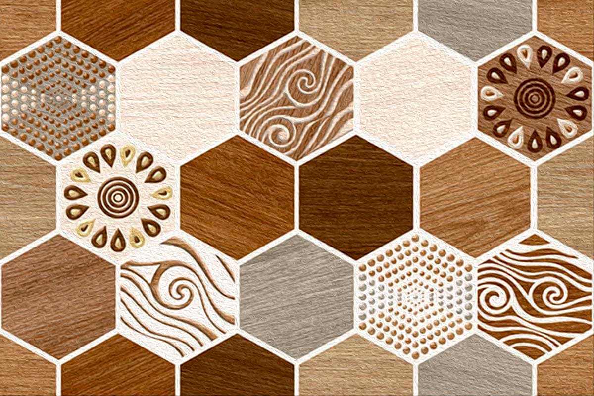 Wooden Hexagon Design Modern Texture Wallpaper pattern detail