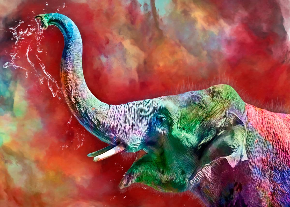 Colorful Elephant Head Art Wallpaper pattern detail