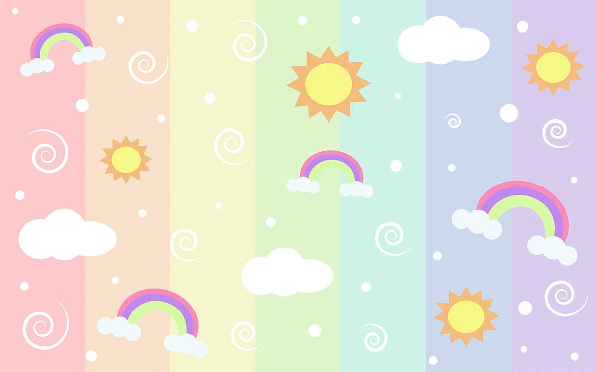 Pastel Rainbow Sunshine Wallpaper pattern detail