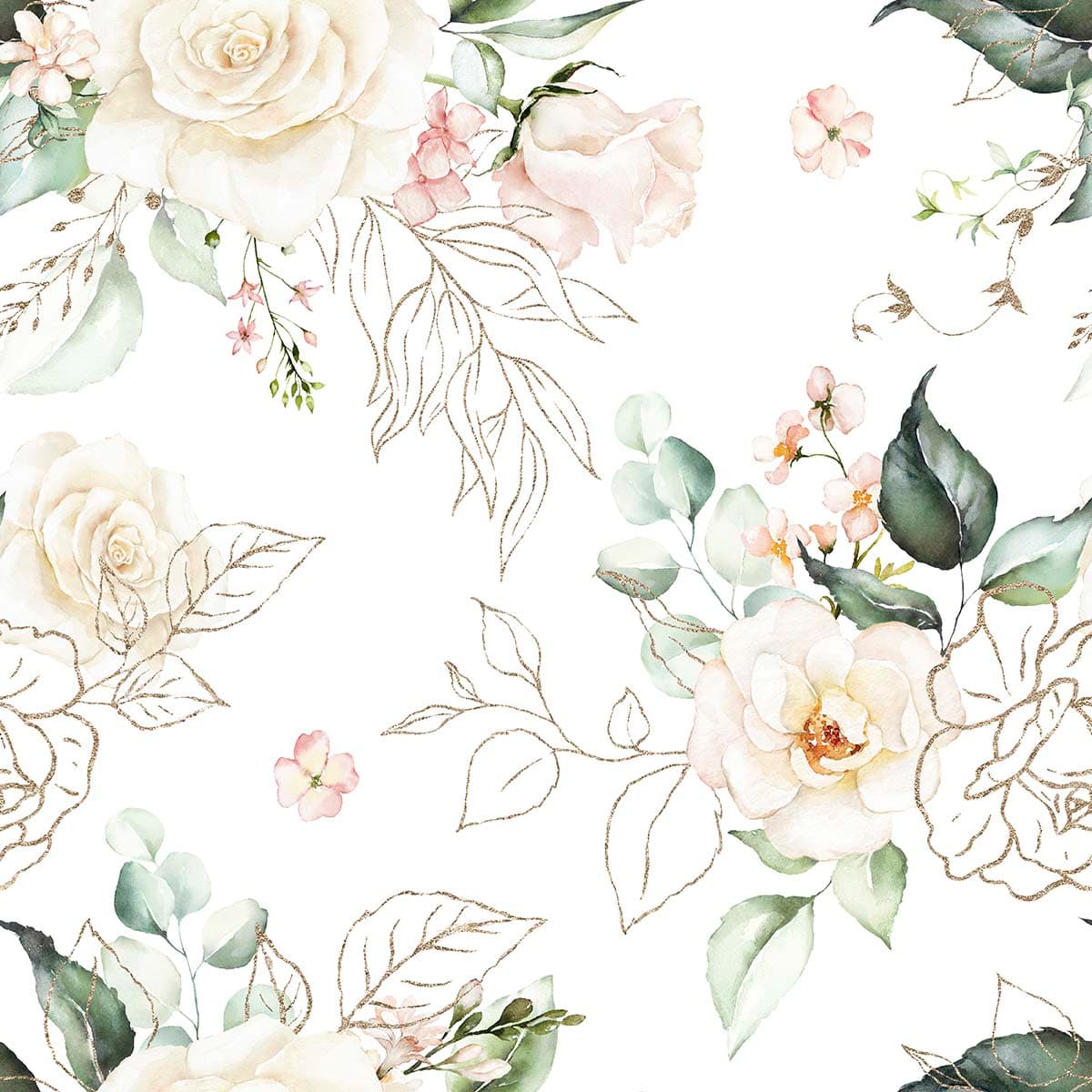 A Wallpaper Mural of Romantic Roses pattern detail