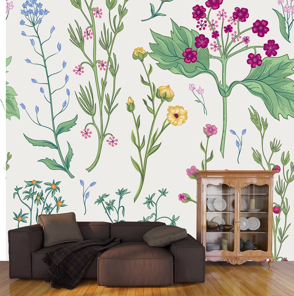 An Enchanted Bloom Ballad Wallpaper shown in a room