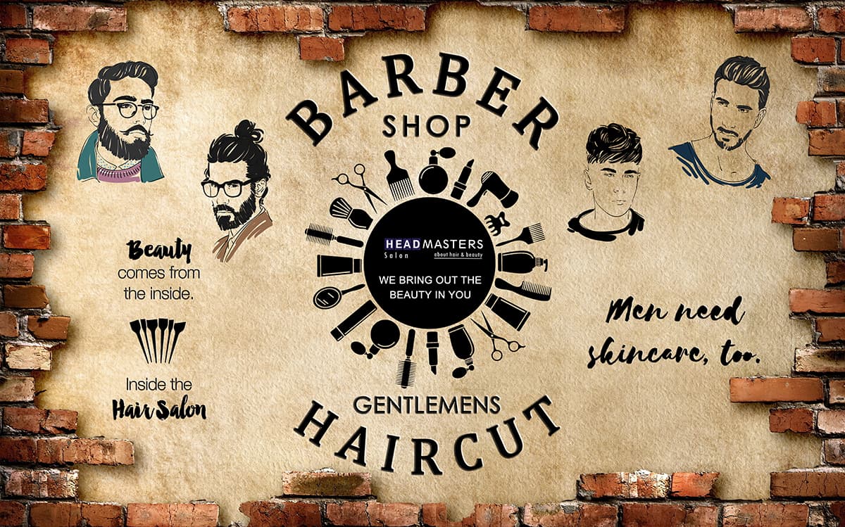 Vintage Hairdresser Sign Wall Art Design Wallpaper pattern detail