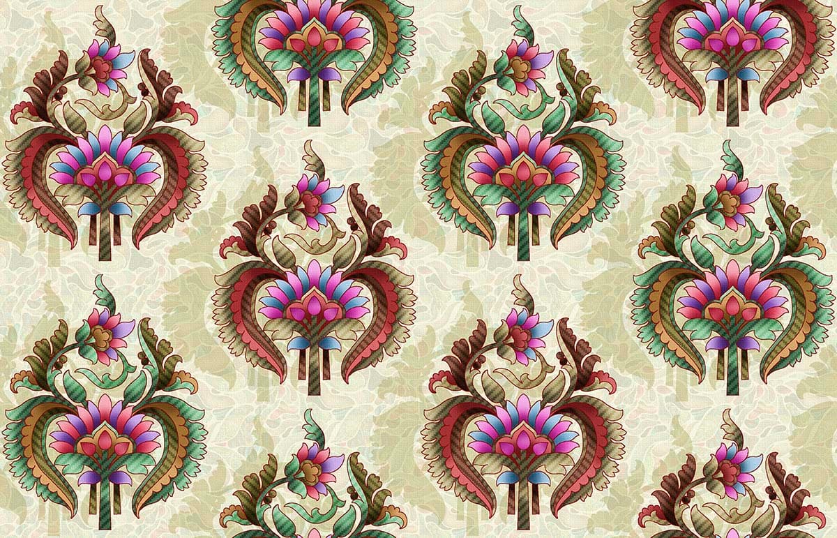 A Luxurious Italian Floral Design Wallpaper pattern detail