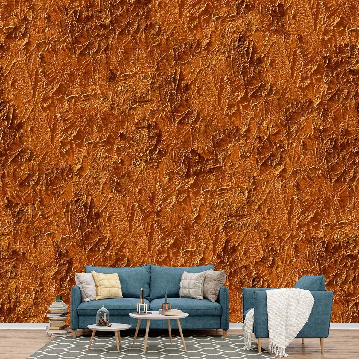 An Abstract Wallpaper with Retro Design Texture shown in a room