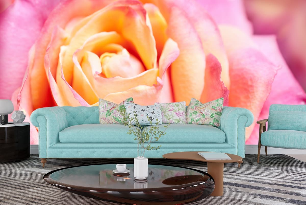 Beautiful Rose Wallpaper for Wall shown in a room
