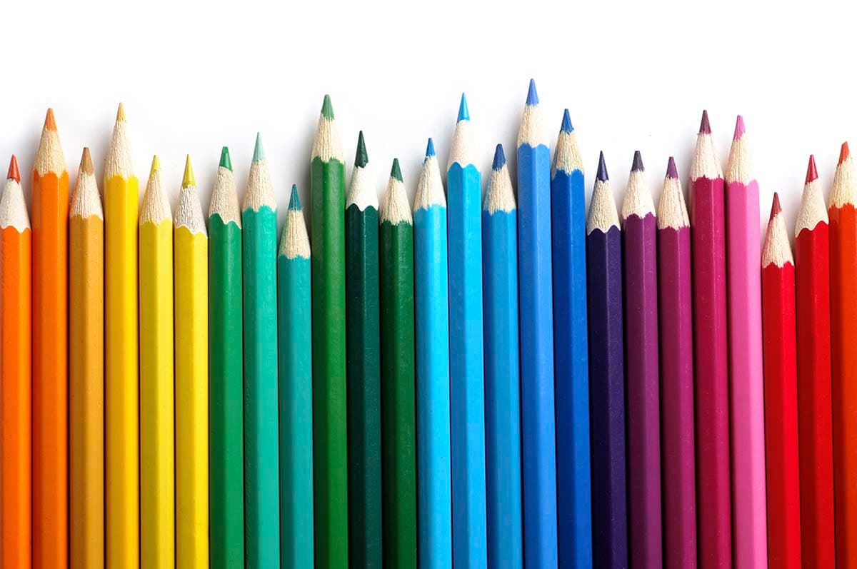 3D Dining Room Wallpaper of Group of Colored Pencils pattern detail