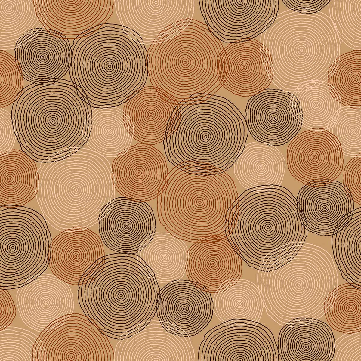 Luxury Brown and Beige Log Slice Pattern Wallpaper pattern detail