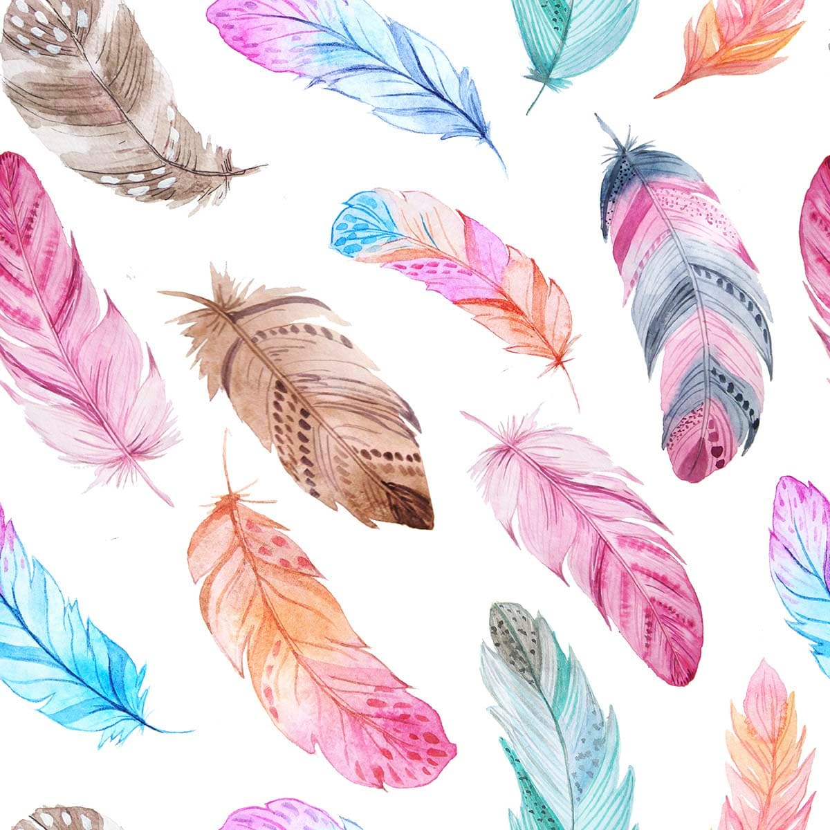Nature Inspired Colorful Feather Pattern wallpaper pattern detail