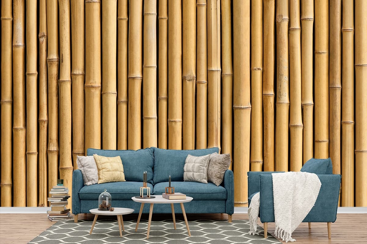 A 3D Effect Bamboo Wallpaper for Mural shown in a room