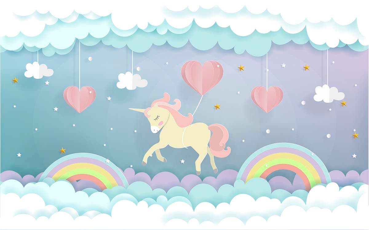 Little Pony Unicorn Kids Room Wallpaper pattern detail