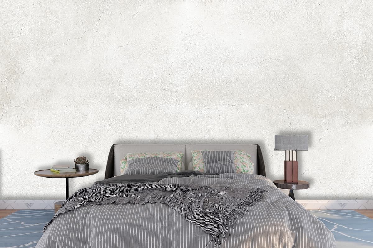 Premium White Cracked Wall Abstract Texture wallpaper shown in a room