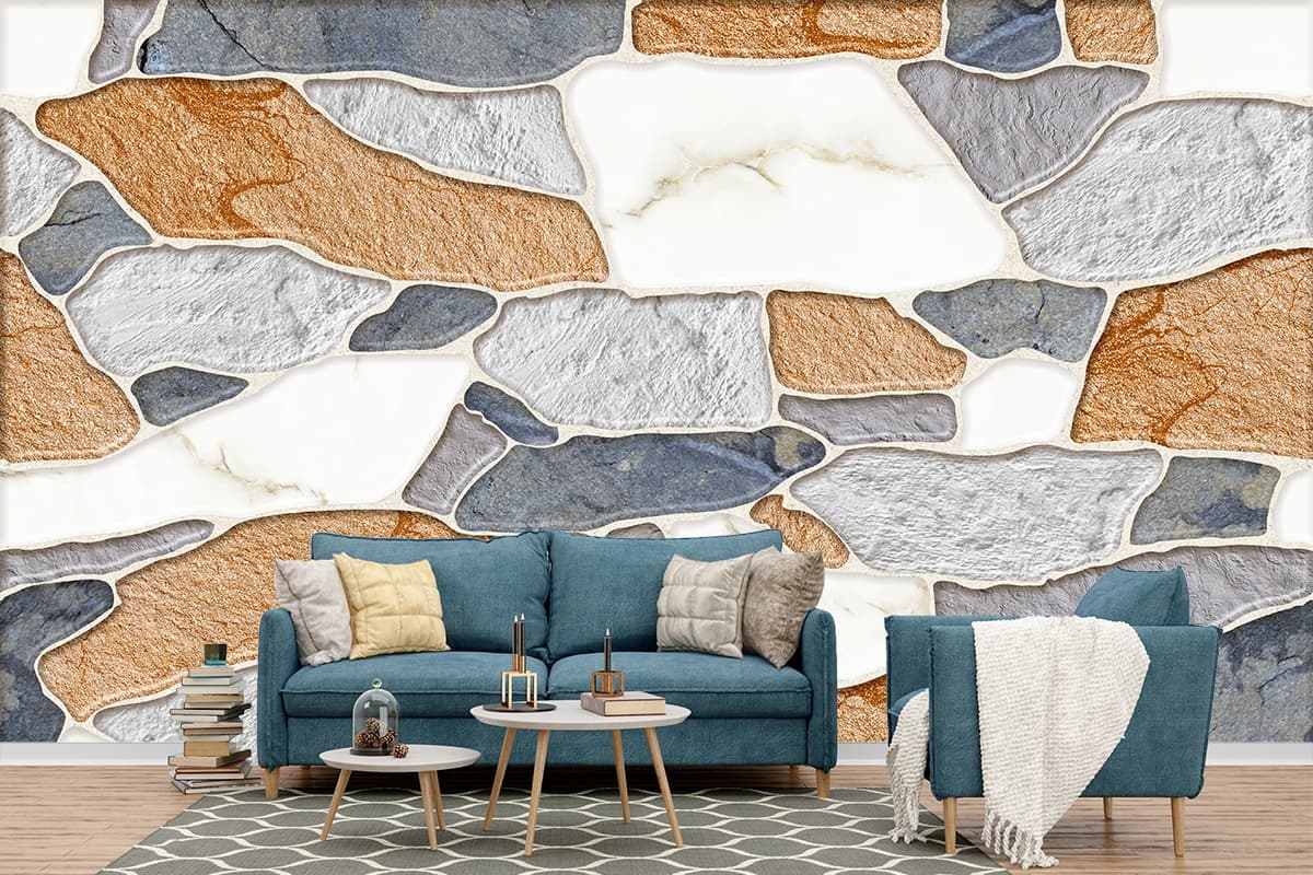 A Pattern of Vintage Wallpaper Mural shown in a room