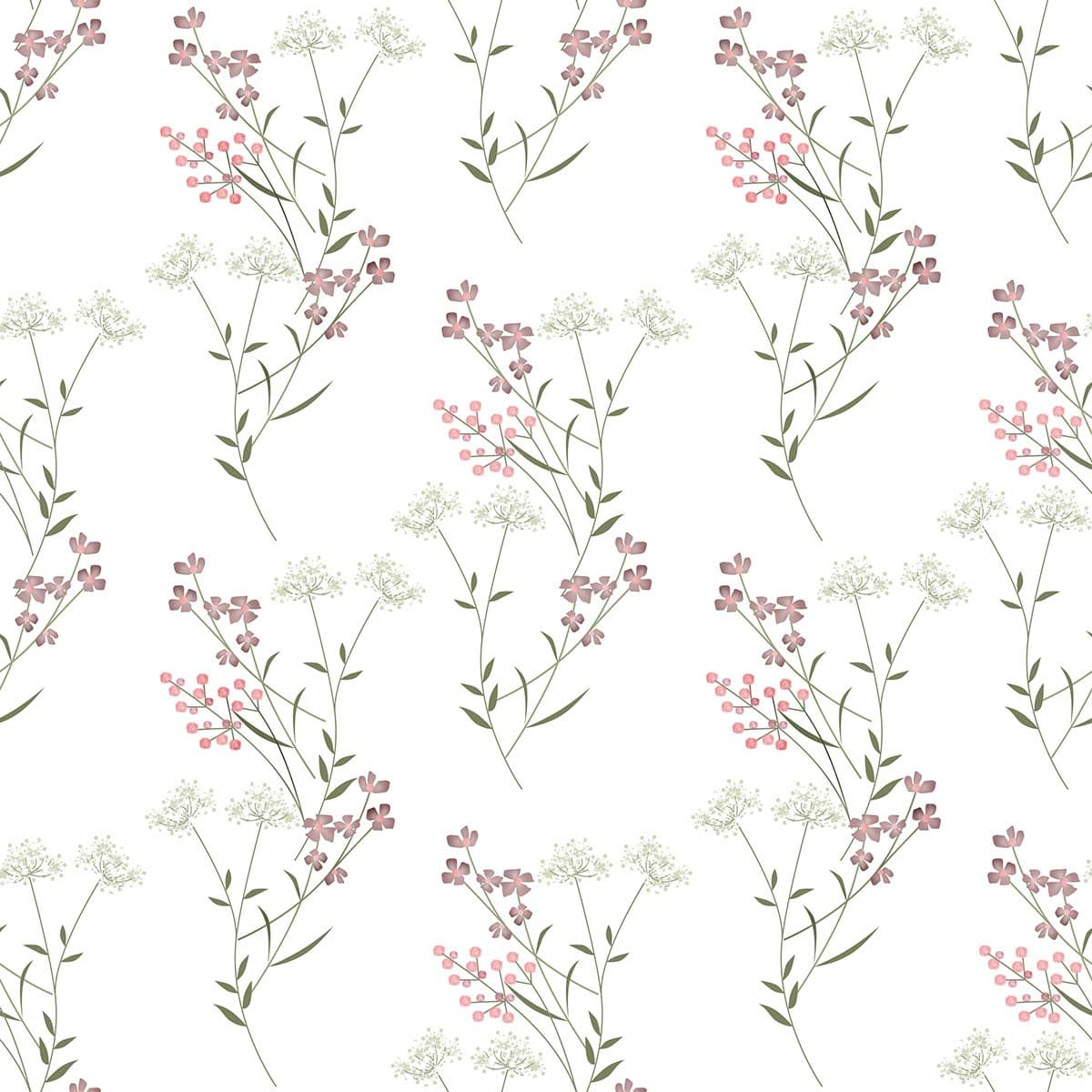 Soft Vintage Floral Leaf Pattern for Home Wallpaper pattern detail