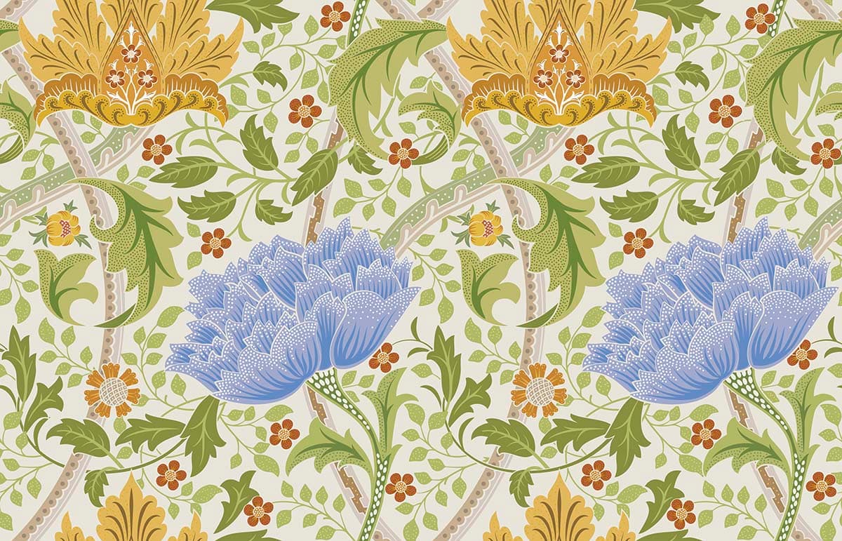 Colorful Leaves and Flower Pattern Wallpaper pattern detail