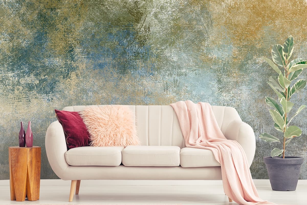 Artistic Brush Stroke Close-Up Design Wallpaper shown in a room