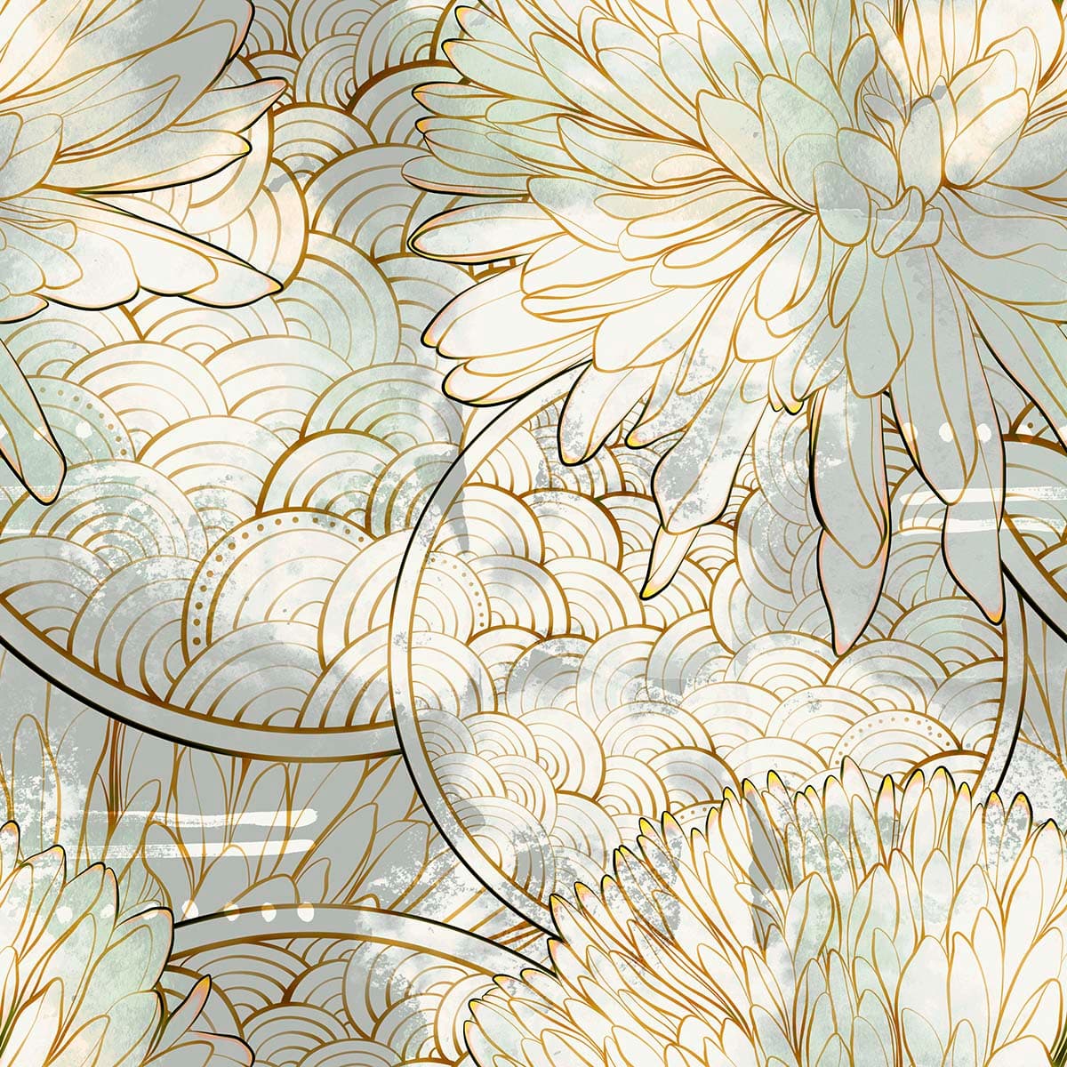 Gold Wallpaper Living Room, Pooja Room pattern detail