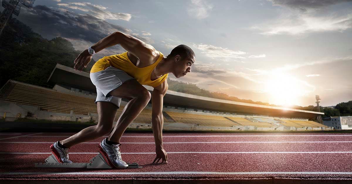 Man on Track Running Sports Scene wallpaper pattern detail