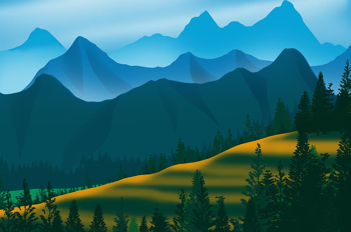 Serene Forest Hills with Mountain View Wallpaper pattern detail