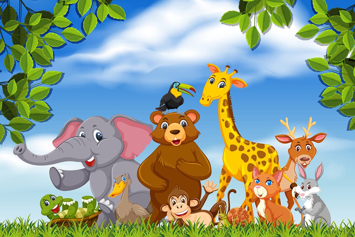 Cheerful Jungle Kingdom Wall Mural pattern detail