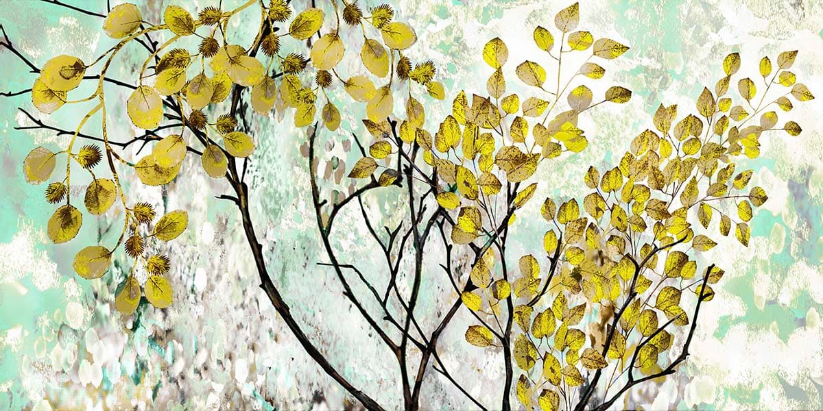 Tree With Yellow Leaves Scenery Wallpaper pattern detail