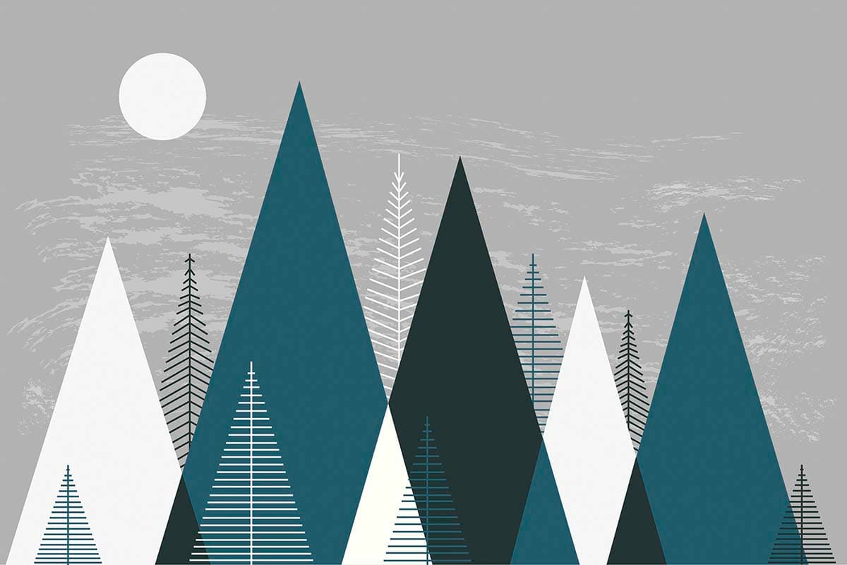 Group of trees and a moon Wallpaper pattern detail