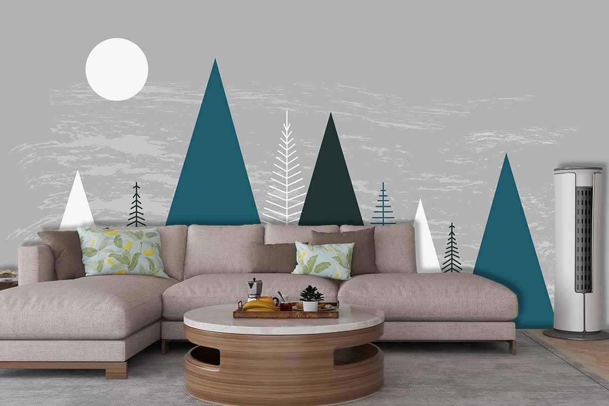 Group of trees and a moon Wallpaper shown in a room