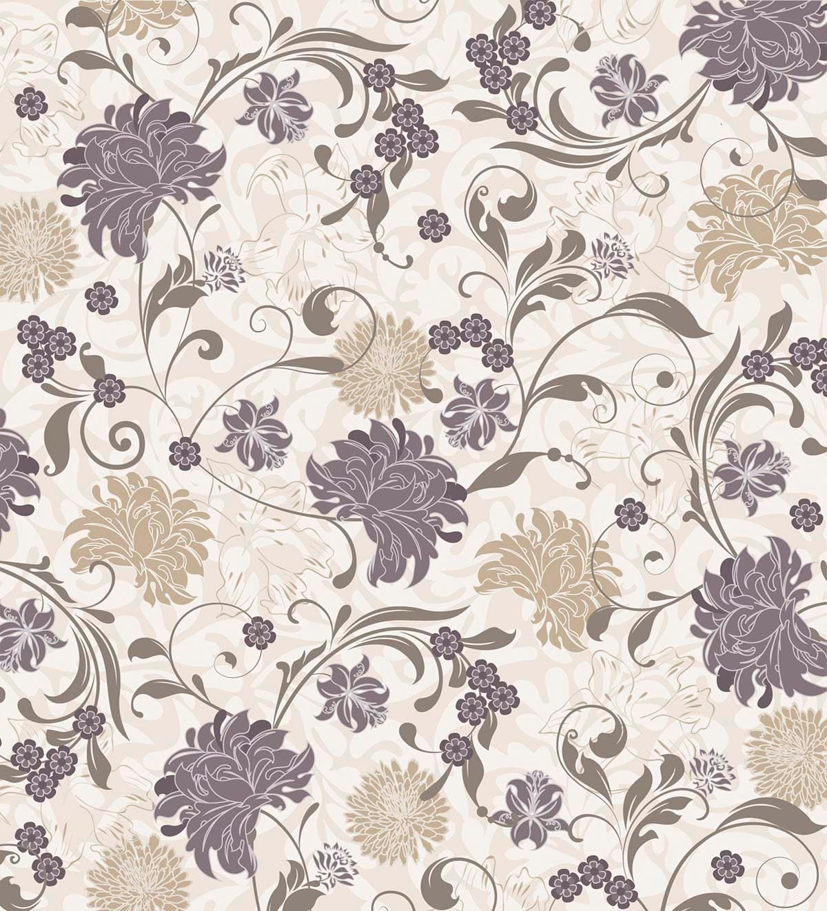 Vintage Botanical Flower Pattern Wall Mural pattern detail