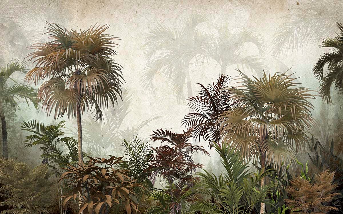 Island Breeze Palm Trees Mural pattern detail
