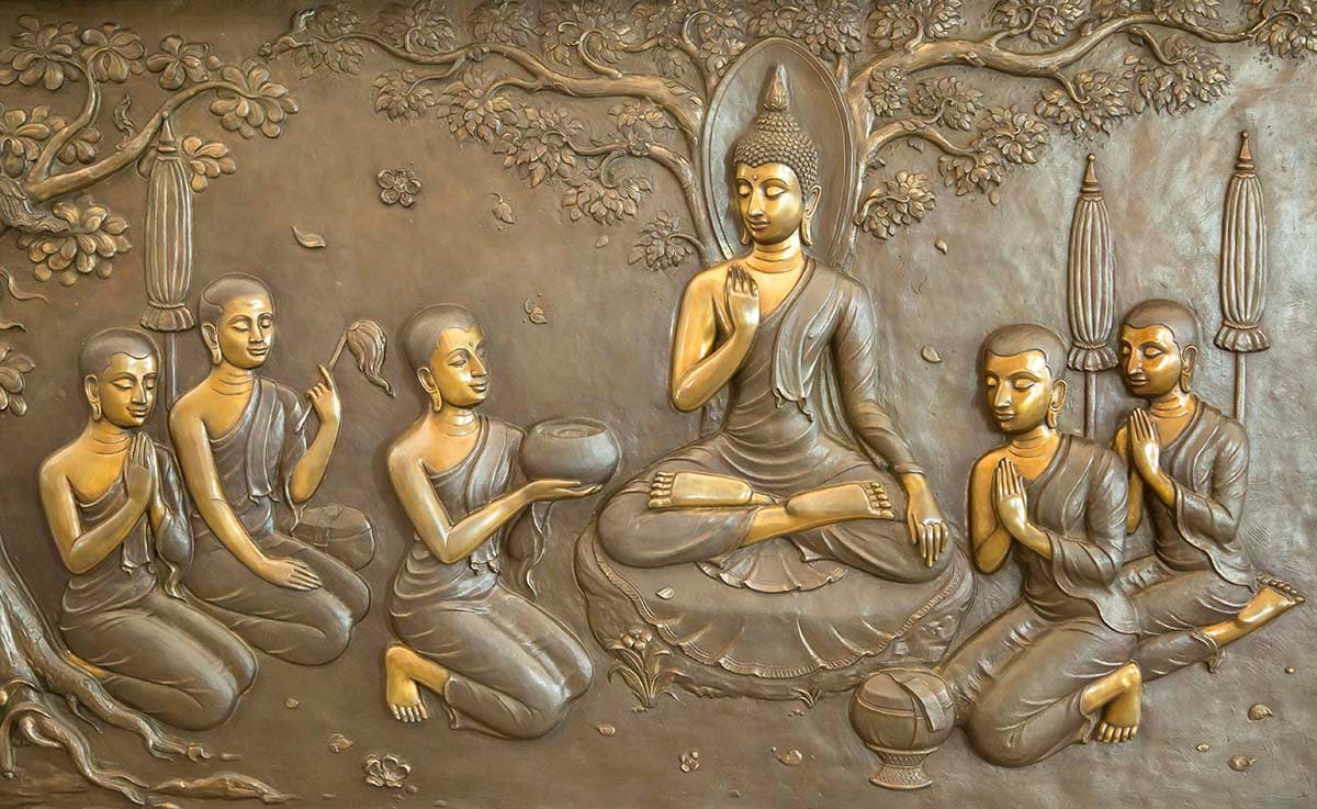 Gautam Buddha Blessing wall Mural Sculpture pattern detail