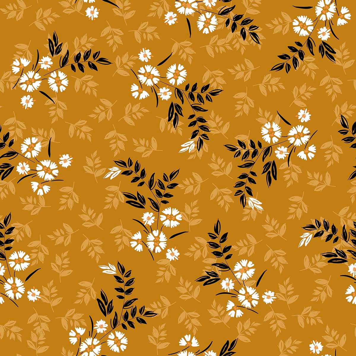 A pattern of white flowers and black leaves pattern detail