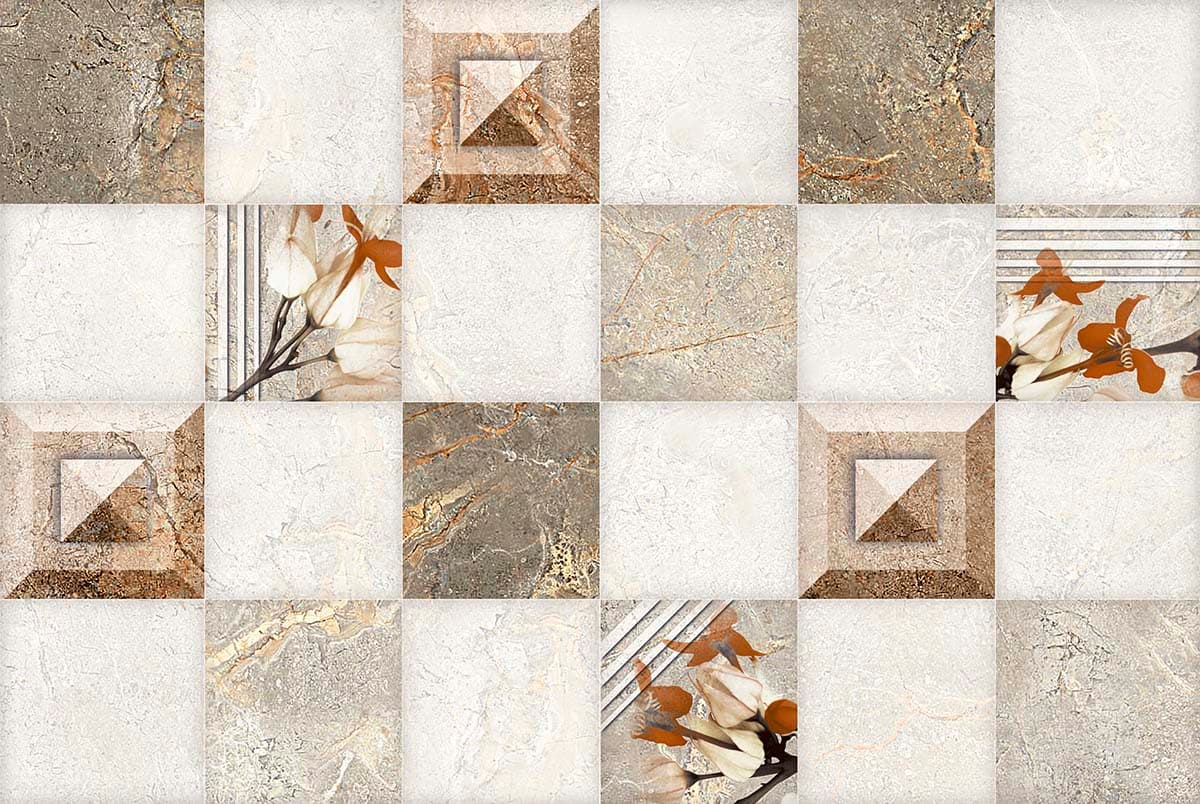 Geometric Floral Tile Pattern Modern Wallpaper pattern detail