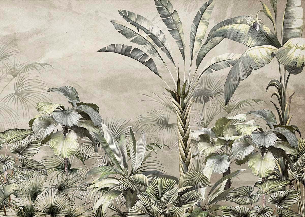 Premium Palm Tree Nature Scene Interior Wallpaper pattern detail