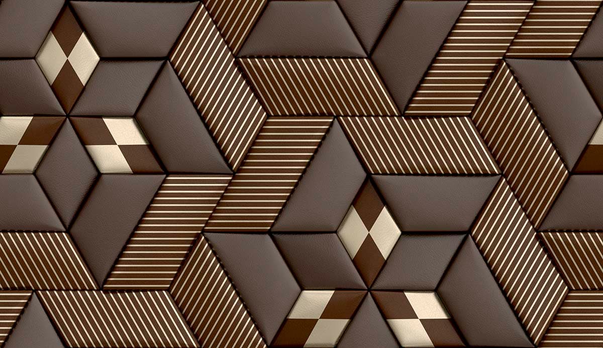 Modern Brown 3D Hexagon Stripe Design Wall Wallpaper pattern detail