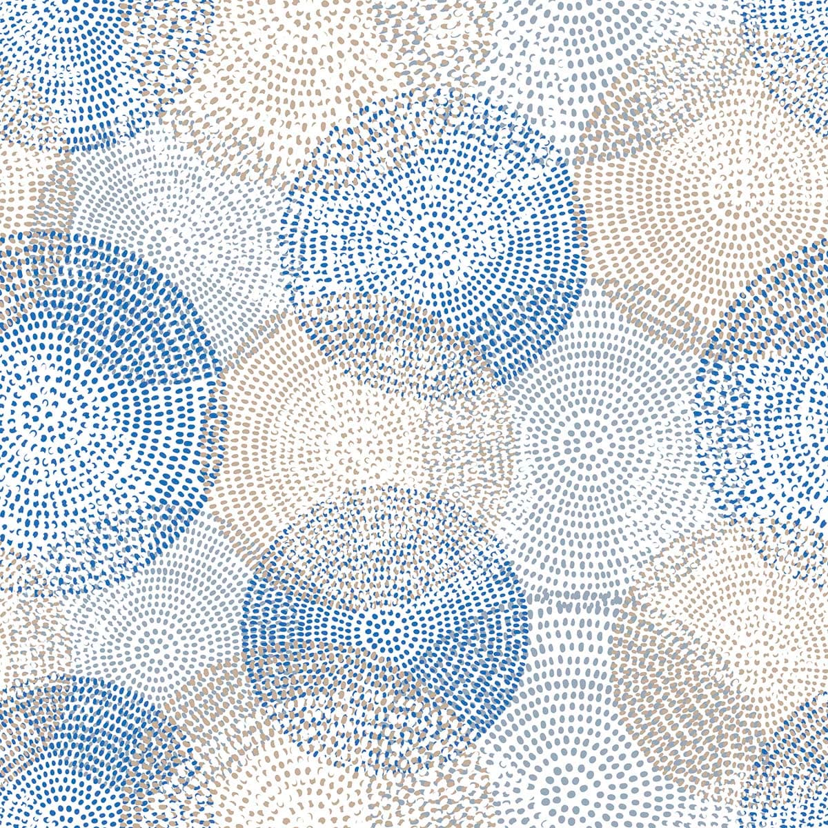 Trendy Blue White Circles Design Wallpaper pattern detail