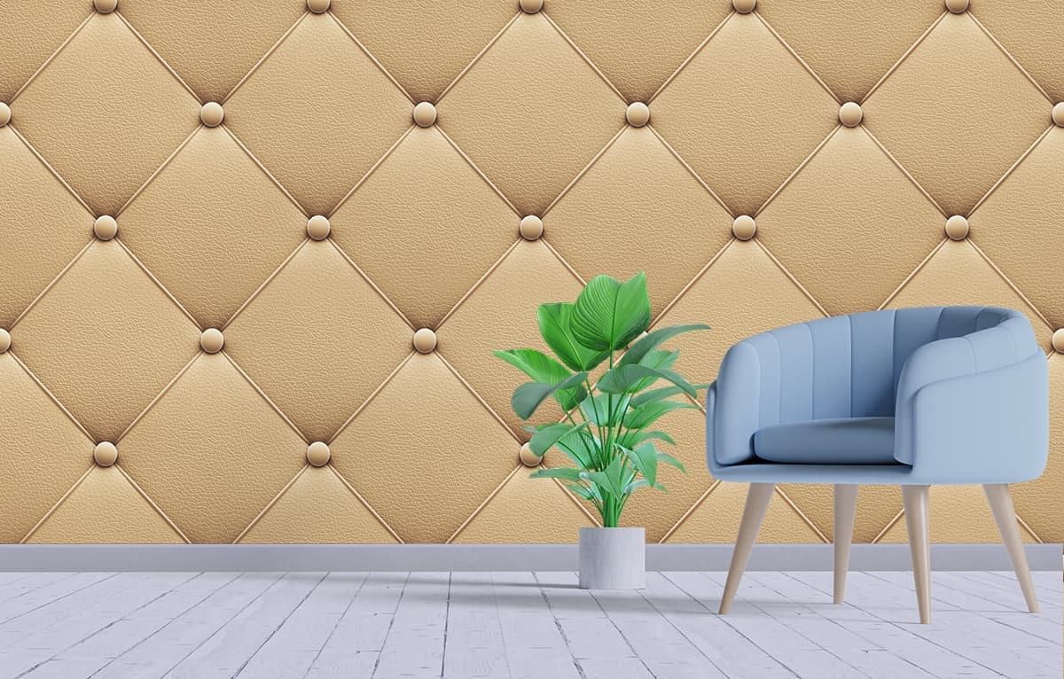 Retro Leather Upholstery Seamless Texture Art Wallpaper shown in a room