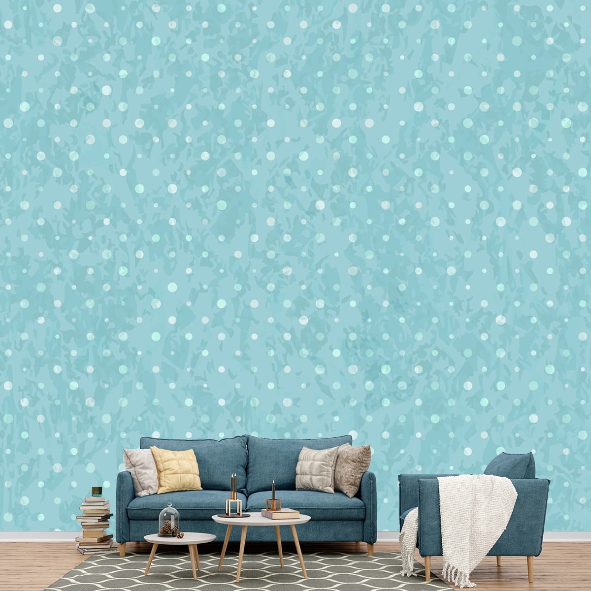 Subtle Scandinavian Spot Pattern Wallpaper shown in a room