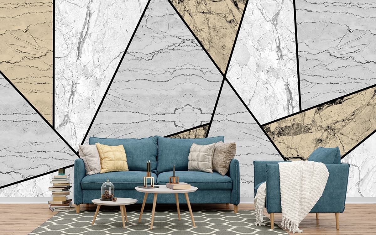 ZigZag Tiles Pattern Wallpaper Mural shown in a room