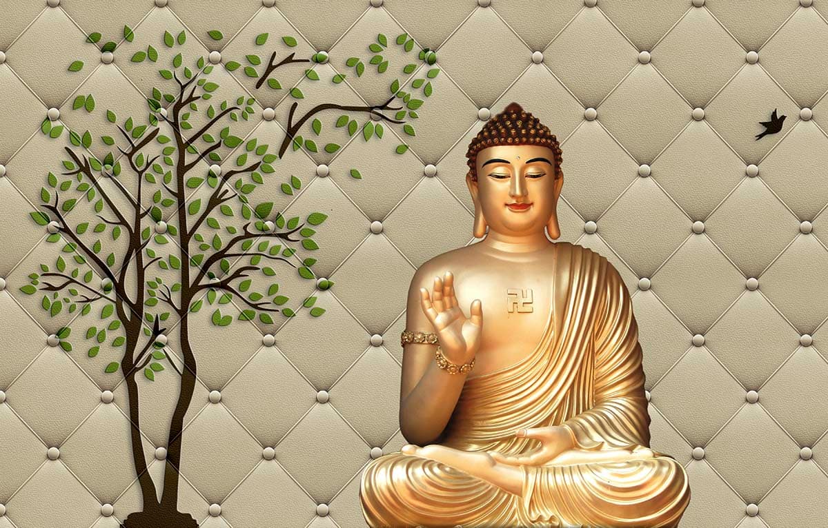 Aesthetic Buddha Meditation Scene Wallpaper pattern detail