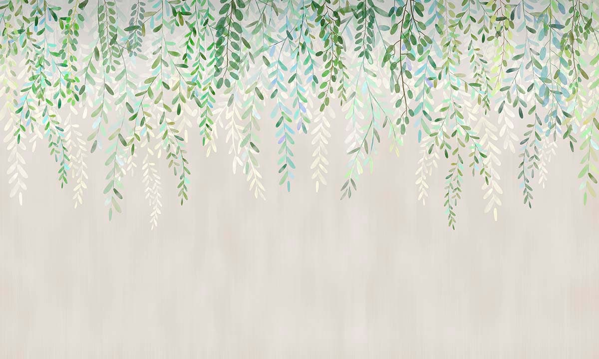 Modern Pastel Green Vine Art for Home Wallpaper pattern detail