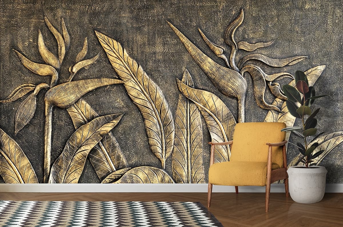 Detailed Statue Close-Up Artistic Design Wallpaper shown in a room