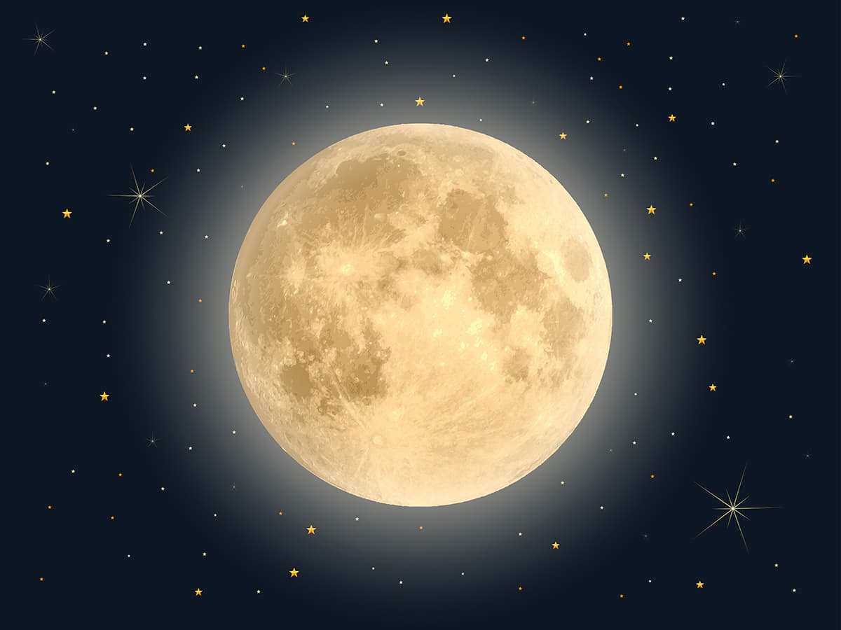 Chandaniya, Full moon and Stars Wallpaper pattern detail