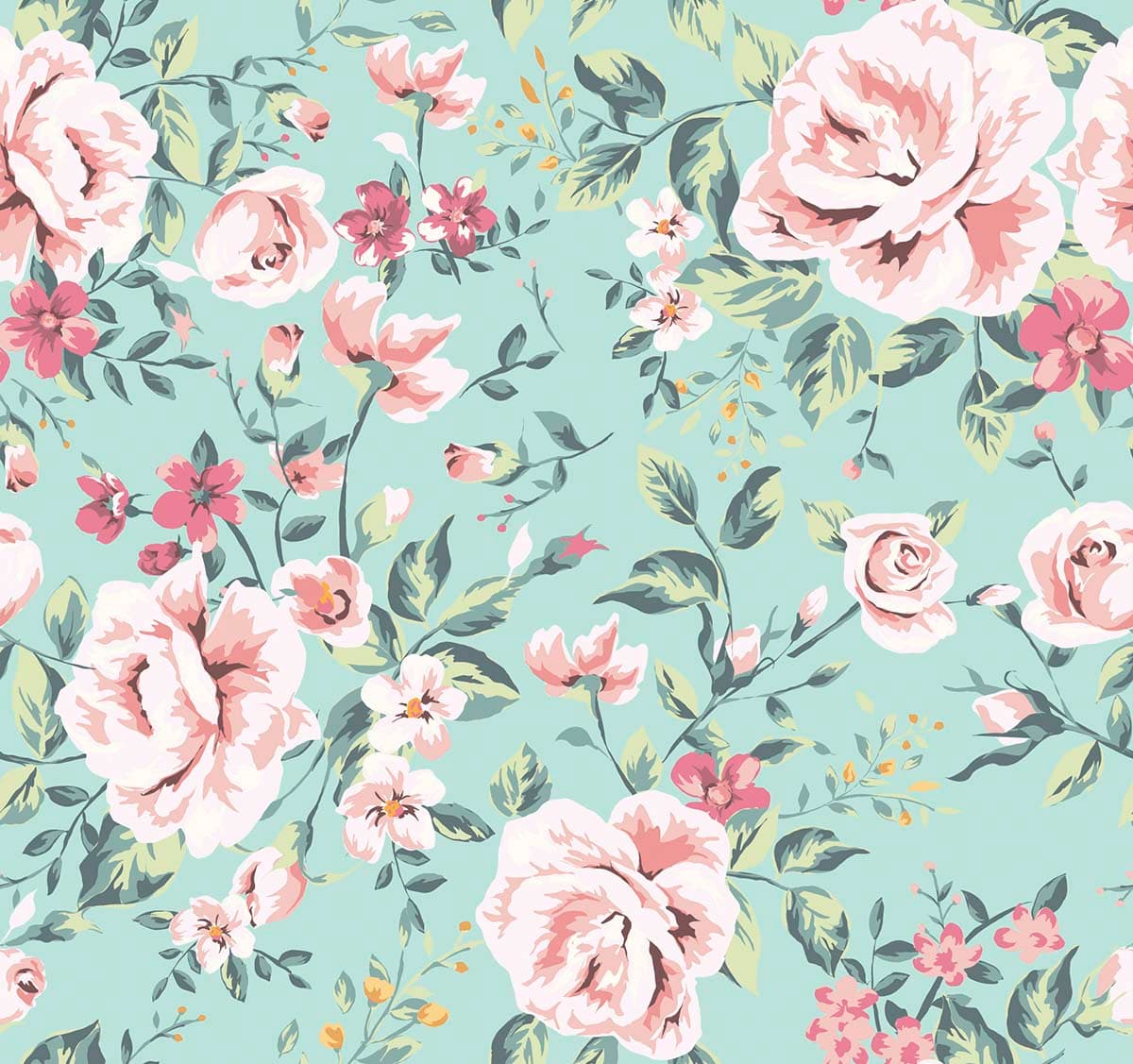 Pink Flowers Patterned Wallpaper for Home pattern detail