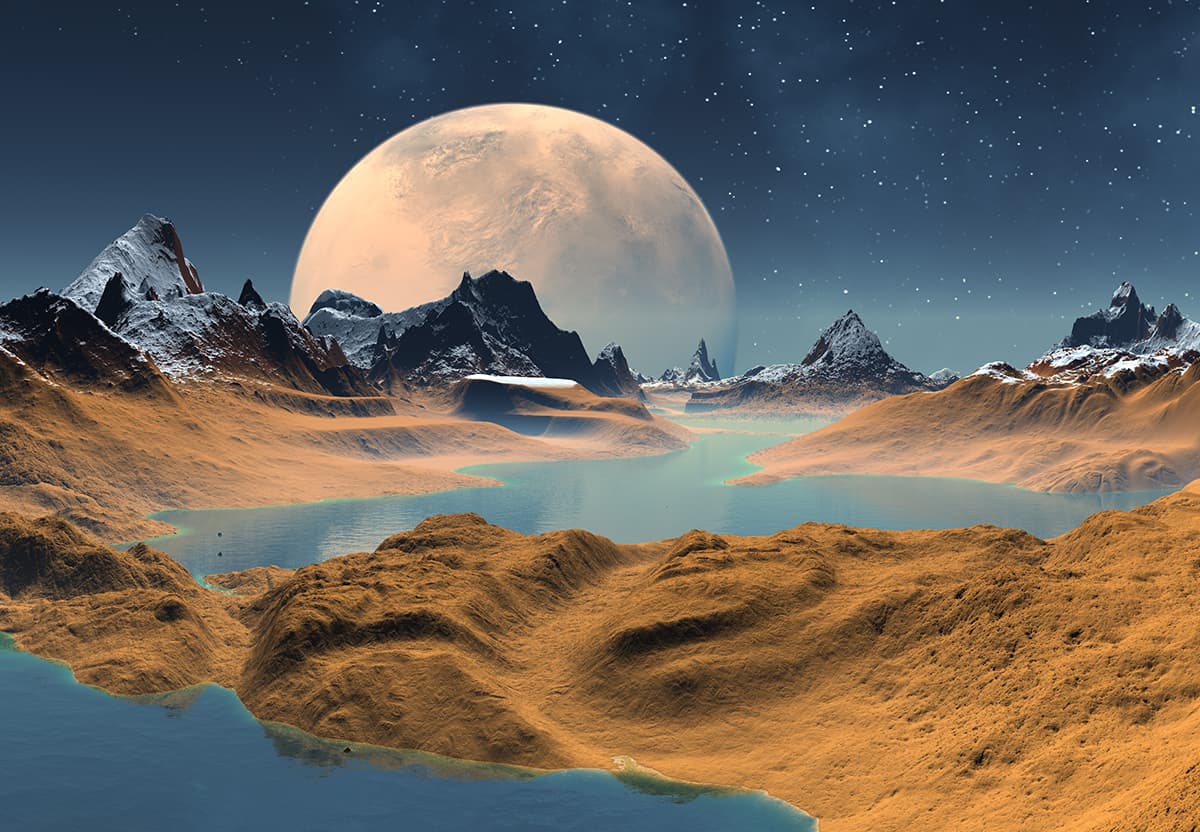 3D moon landscape wallpaper for walls pattern detail