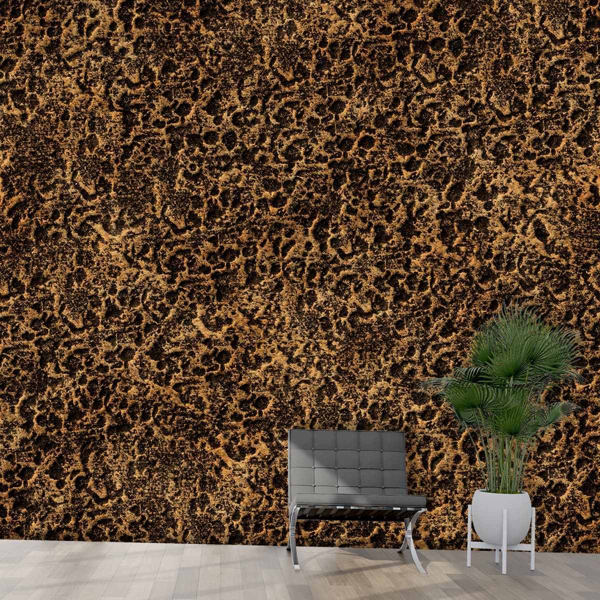 Vintage Stone Texture Wallpaper Pattern shown in a room