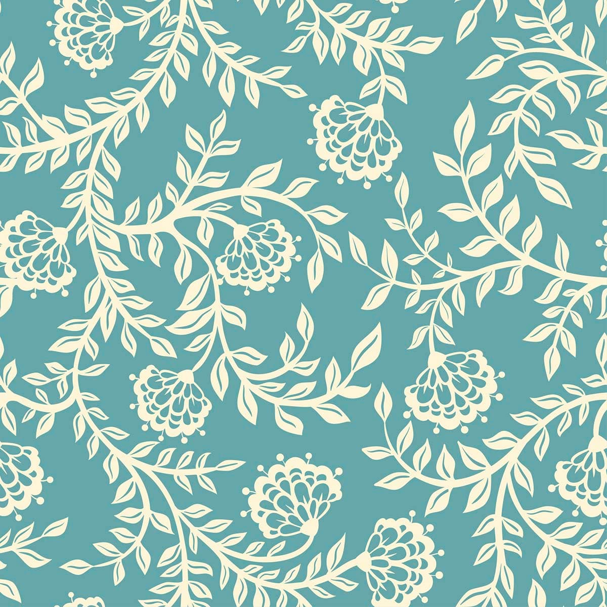 Bedroom Wallpaper of Pattern of Flowers and Leaves pattern detail