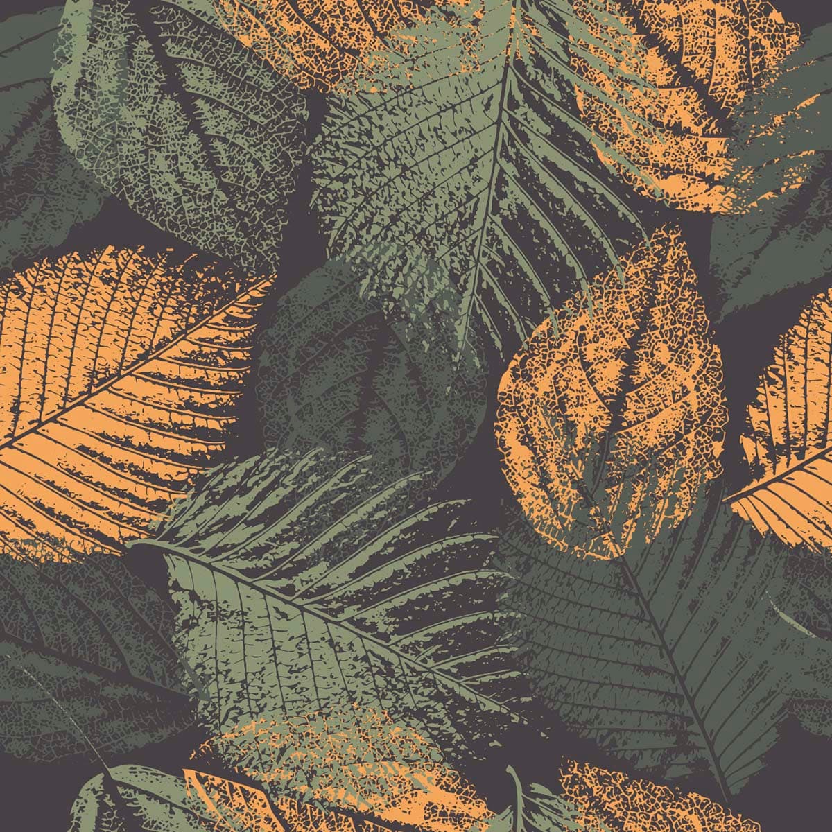 A group of leaves on a gray background pattern detail