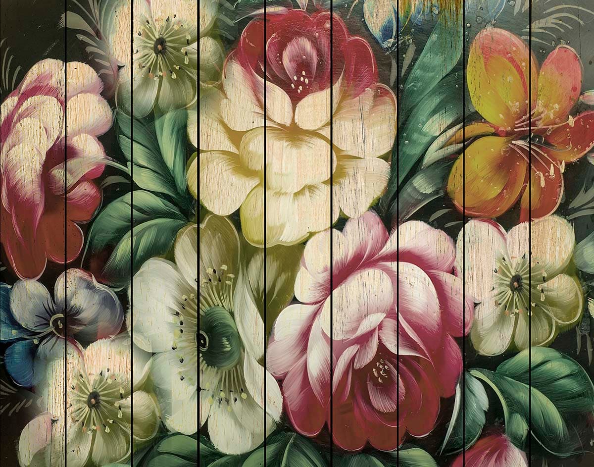 Elegant Painted Floral Pattern with Texture Wallpaper pattern detail